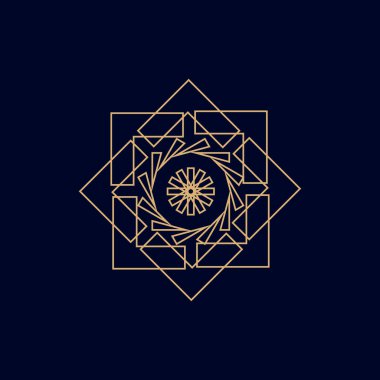 Geometrik logo şablonu. Vektör doğrusal Arapça süslemeli sembol.