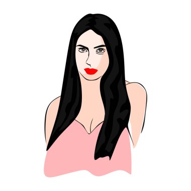 Kız vektör çizimi. Beyaz arka planda izole edilmiş güzel bir kadın. Kadın Portresi Afro Sanat Tuvali Yazdırma Sanat Duvarı Renkli Duvar Sanatı Büyük Modern Sanat