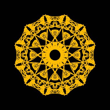 Siyah arka planda altın desen. Dekorasyon için grafiksel süs. Altın dairesel tasarım elementi. vektör eps10