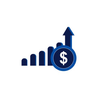 Düz biçimde büyüyen ok simgesi. Beyaz izole edilmiş arka planda gelir vektör çizimi. Büyütme iş konsepti.
