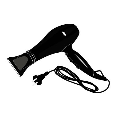 Saç kurutma makinesi vektör çizimi. Beyaz arkaplanda saç kurutma makinesi tasarımı izole edildi.