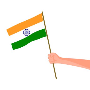 El ele tutuşan Hint bayrağı vektör illüstrasyonu.