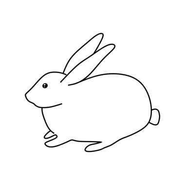 El çizimi şirin tavşan, vektör çizimi. beyaz arkaplanda izole edilmiş.