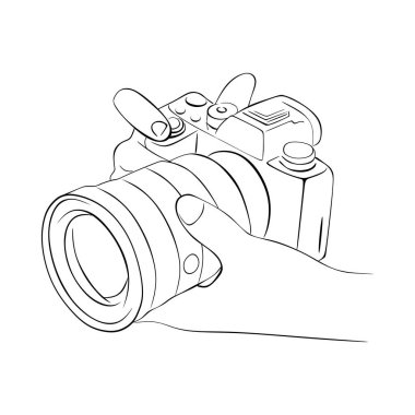 Bir retro kameranın el çizimi