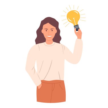 woman with idea bulb vector illustration design