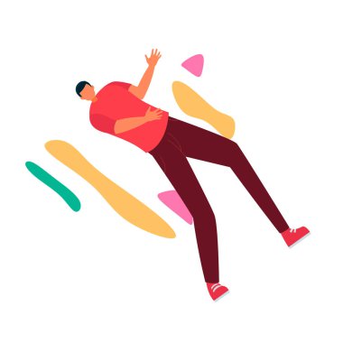 Happy free man, vector flat cartoon illustration on a white background.