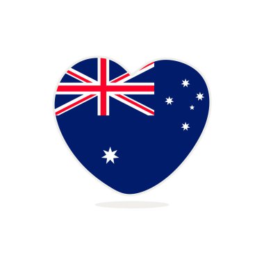 Avustralya kalp bayrağı, beyaz arkaplanda vektör illüstrasyonu