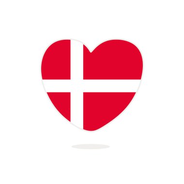 Danimarka kalp bayrağı, beyaz arkaplanda vektör illüstrasyonu