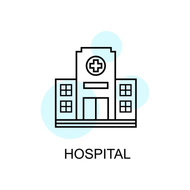 Hastane binası ikonu. Web için basit tıbbi klinik vektör simgeleri çizimi