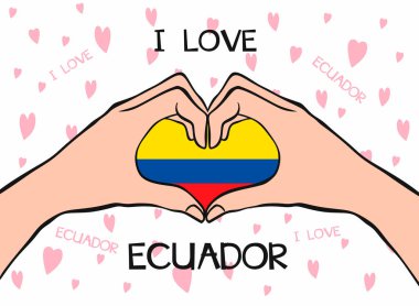 hands showing   heart gesture.  I love Ecuador