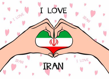 hands showing   heart gesture.  I love  Iran