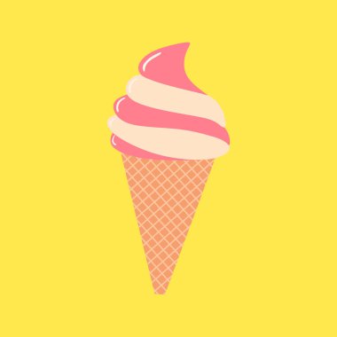 ice cream cone with waffle cones and chocolate stick vector illustration