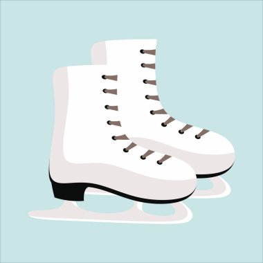 Ice figure skate icon vector illustration. figure skates isolated on a blue background. Elements for of a ski resort, mountain entertainment.