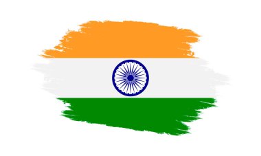 Hindistan Vektör Bayrağı. Grunge Hindistan Bayrağı. Grunge desenli Hindistan Bayrağı. Vektör illüstrasyonu