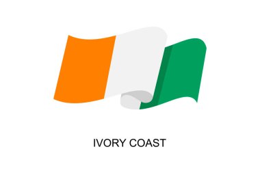 Fildişi sahili bayrak vektörü. Beyaz arka planda Fildişi Sahili bayrağı. Vektör illüstrasyonu E10