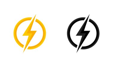 Lightning, electricity vector logo design element. Electricity energy and thunder symbol concept. Lightning sign in a circle. Flash vector logo template. fast food speed logo