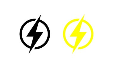 Lightning, electricity vector logo design element. Electricity energy and thunder symbol concept. Lightning sign in a circle. Flash vector logo template