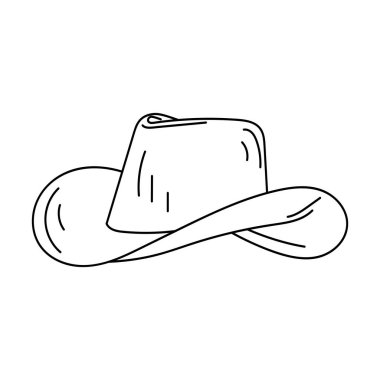  Linear Cowboy Hat. hand drawn Cowboy Hat. Doodle Vector illustration