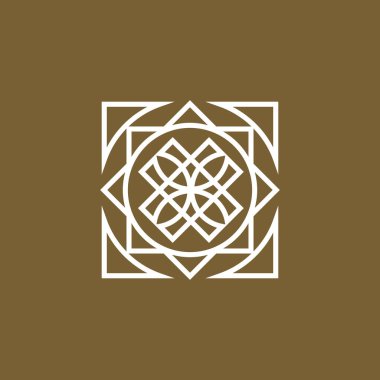 Linear ornamental logo template. Vector arabic geometric symbol.