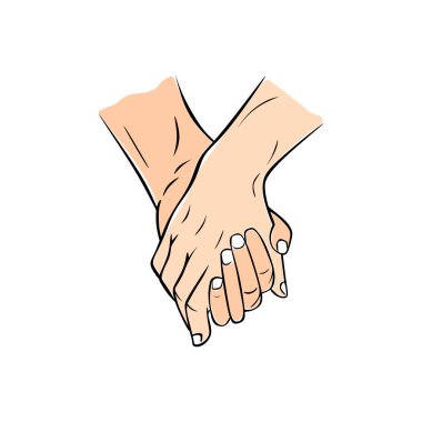 Linear sketch of a hand holding hand