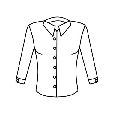 Linear women's shirt with long sleeves. Blouse illustration isolated on white background. Woman shirt style design, designed for web and app.