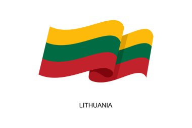 Litvanya bayrak taşıyıcısı. Beyaz arka planda Litvanya bayrağı. Vektör illüstrasyonu E10