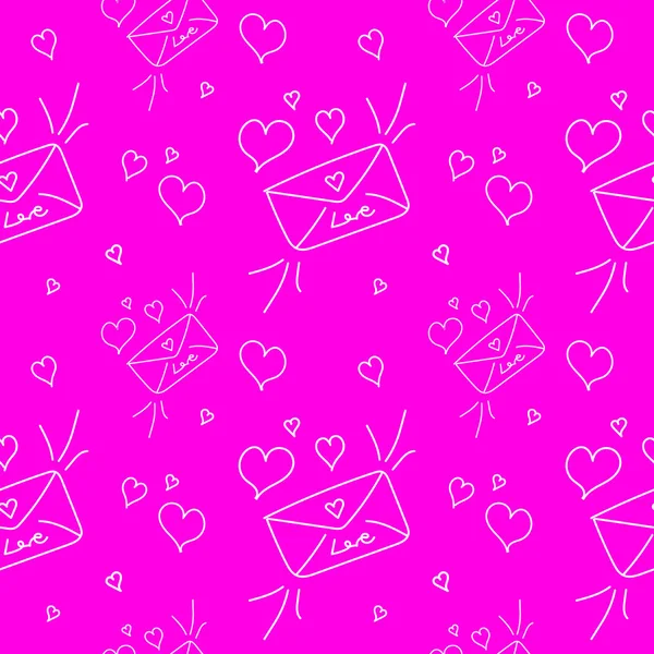  love message seamless pattern. Linear love pattern, background for print. heart and message in pink background. Vector illustration