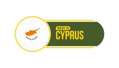 Made in Cyprus. Product packaging label with Cyprus flag. Vector illustration