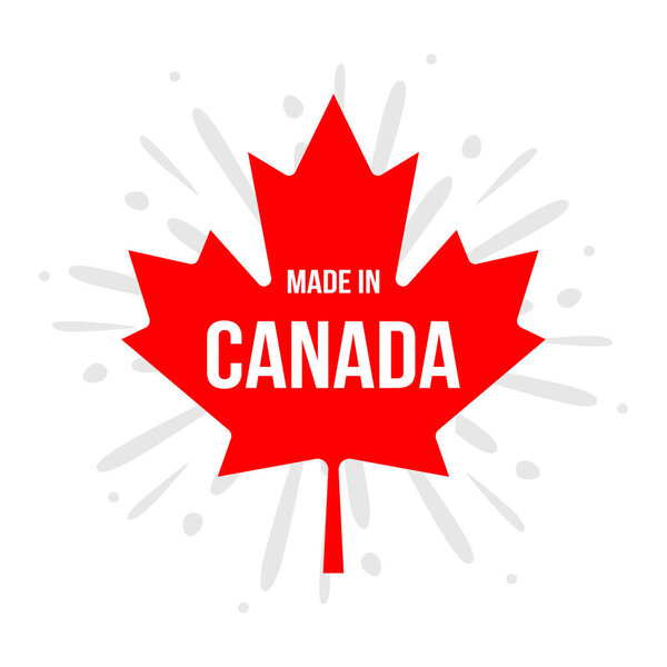 Сделано в Канаде. Флаг Канады, эмблема продукции Канады, векторная иллюстрация