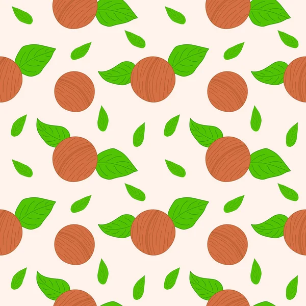 Macadamia Seamless Pattern Macadamia Seamless Pattern Print Farm Product Background — Vettoriale Stock