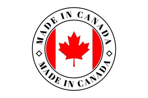 Made in Canada icon. Made in Canada  circle label. Stamp made in with country flag Canada . Vector illustration eps10