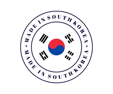 Made in South Korea icon. Made in South Korea circle label. Stamp made in with country flag South Korea. Vector illustration eps10