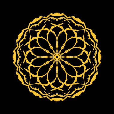 Mandala circular . Arabesque vector. Gold round pattern on black background. vector eps10.