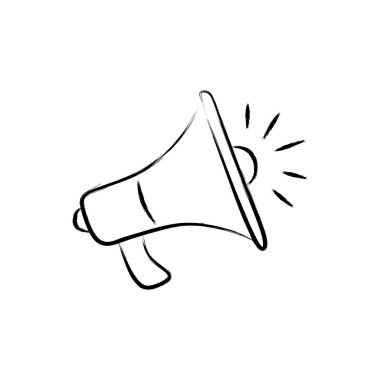  Megaphone doodle illustration, hand drawn loudspeaker icon