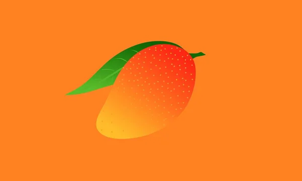 Mango Orange Background Realistic Mango Fruit — Vettoriale Stock