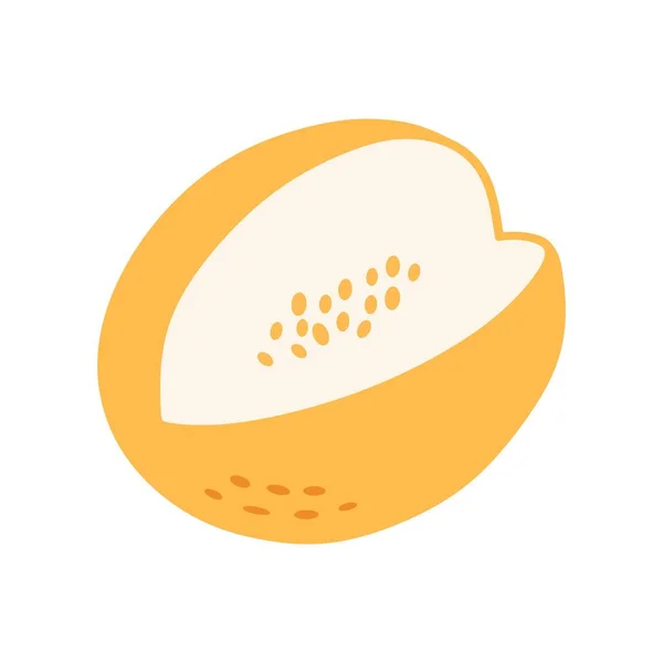 Melon Yellow Fruit Sliced Piece Melon Fruit Isolated White Background — Vetor de Stock