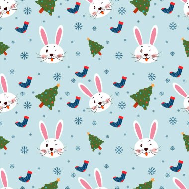 seamless pattern with rabbits and new year seamless pattern. 