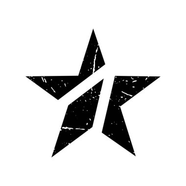 Old shabby Star icon. Star symbol in Grunge texture. Old shabby symbol for a logo. black star imprints, Vintage vector illustration isolated on white background.