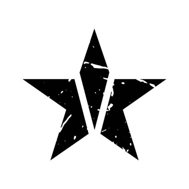 Old shabby Star icon. Star symbol in Grunge texture. Old shabby symbol for a logo. black star imprints, Vintage vector illustration isolated on white background.