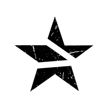 Old shabby Star icon. Star symbol in Grunge texture. Old shabby symbol for a logo. black star imprints, Vintage vector illustration isolated on white background.