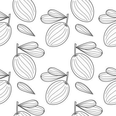 Olive seamless pattern. Linear Olive Seamless pattern, background for print. vector illustration.