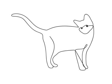 One continuous line drawing of cat
