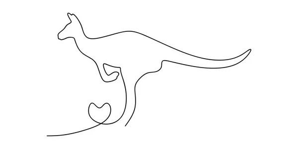 Continuous Line Drawing Kangaroo Silhouette — Stockový vektor