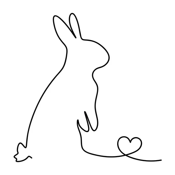 One Line Rabbit Isolated White Background — Stockový vektor
