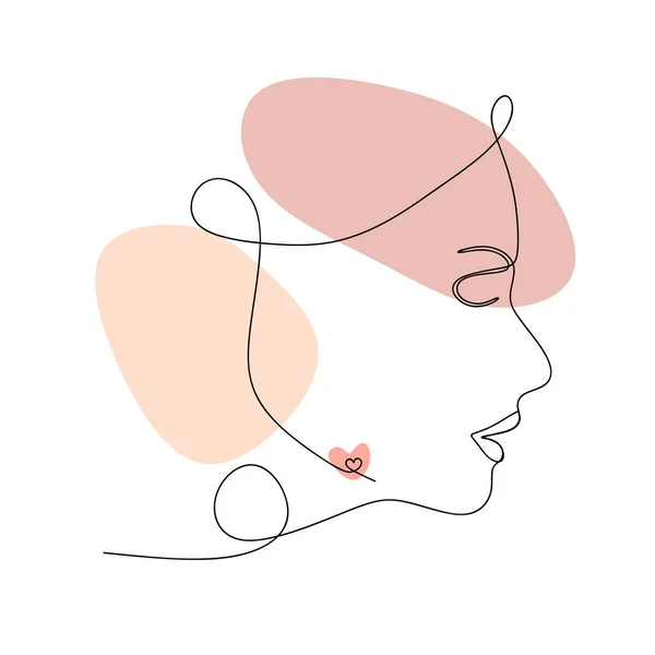 One Line Drawing Woman Face One Line Continuous Portret Minimalistic — Vetor de Stock