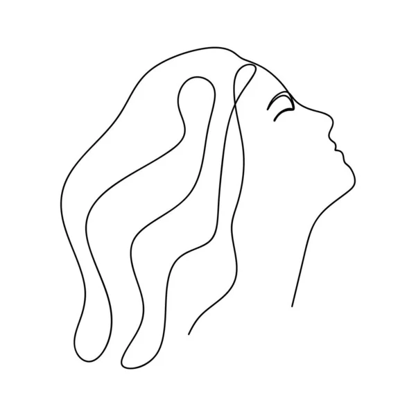 Continuous Line Drawing Female Person Face Profile Isolated Background — Stockvector
