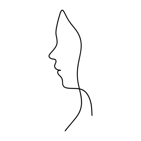 One Line Woman Face Illustration — Stockvector