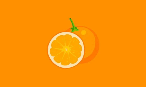 Fruta Naranja Sobre Fondo Naranja — Vector de stock