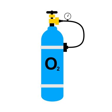 Oxygen Icu Medical Gas Cylinder. Medical equipment for respiratory system. Mobile oxygen tank and regulator with gage meter for give oxygen to the patient or people with oxygen deficiency or hypoxia