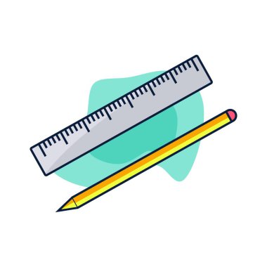 kalem ve cetvel simgesi çizimi